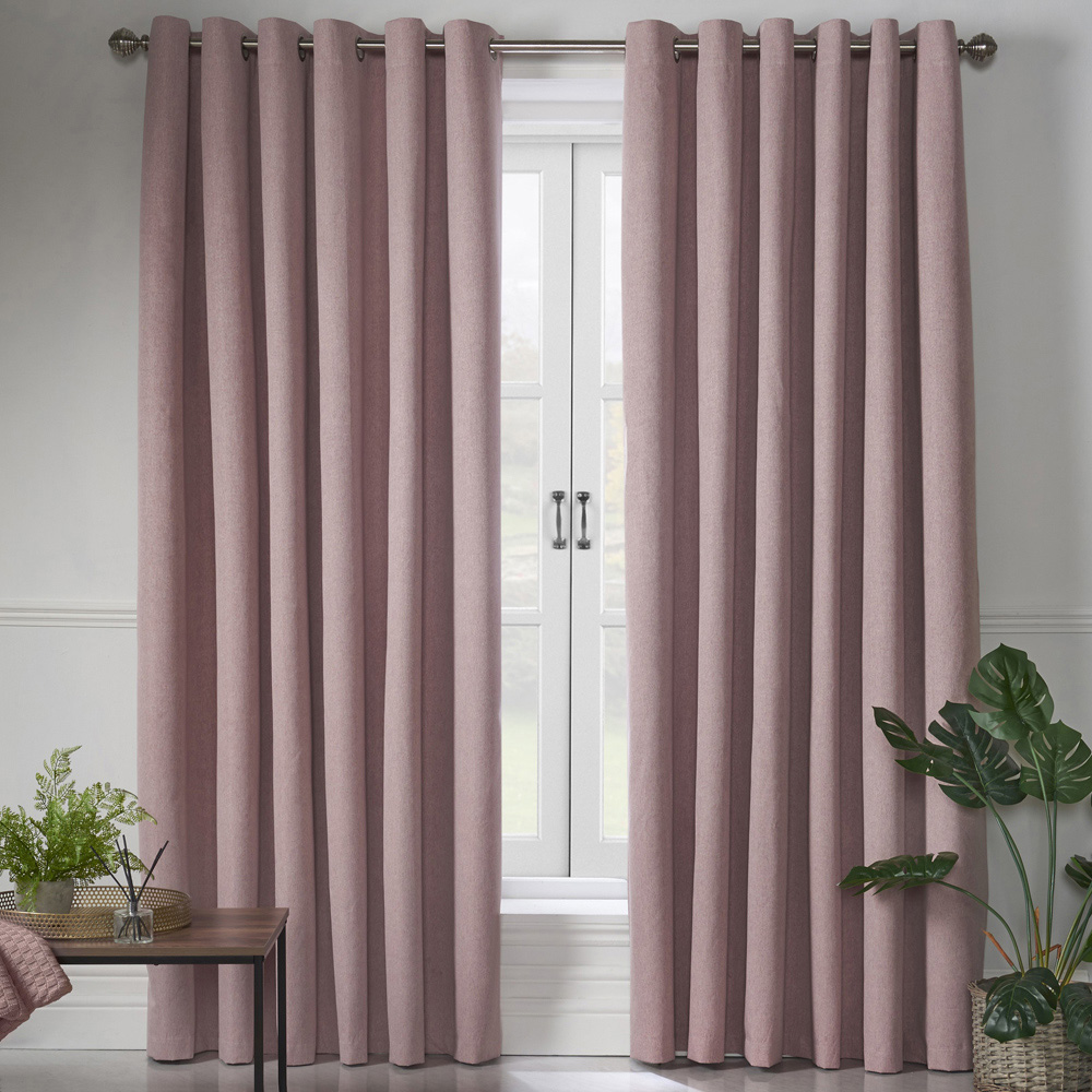 Alan Symonds Blush Linen Look Blackout Ring Top Eyelet Curtains 110 x 137cm Image 2