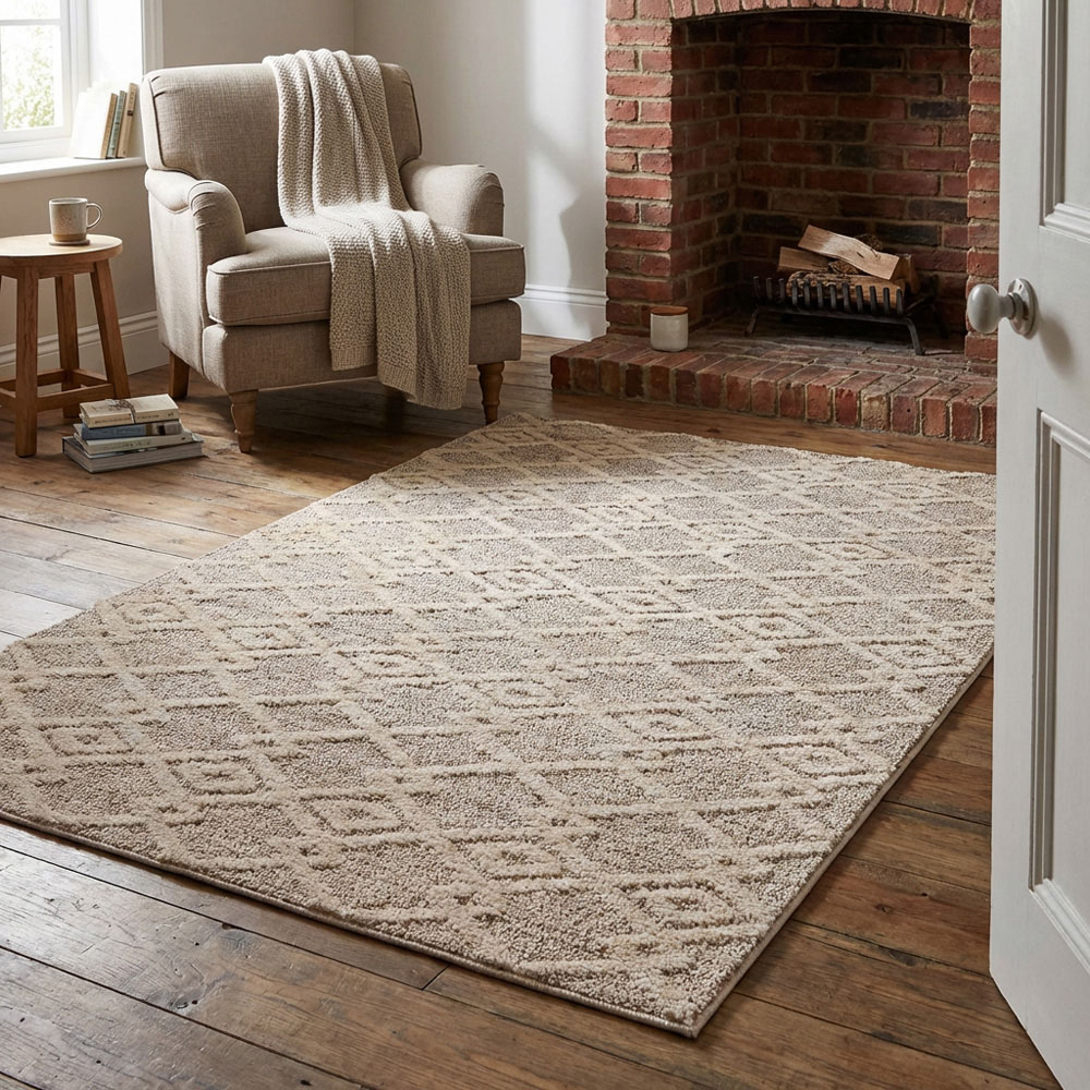 Apollo Geometric Patterned Rug  - Neutral / 120cm Image 5