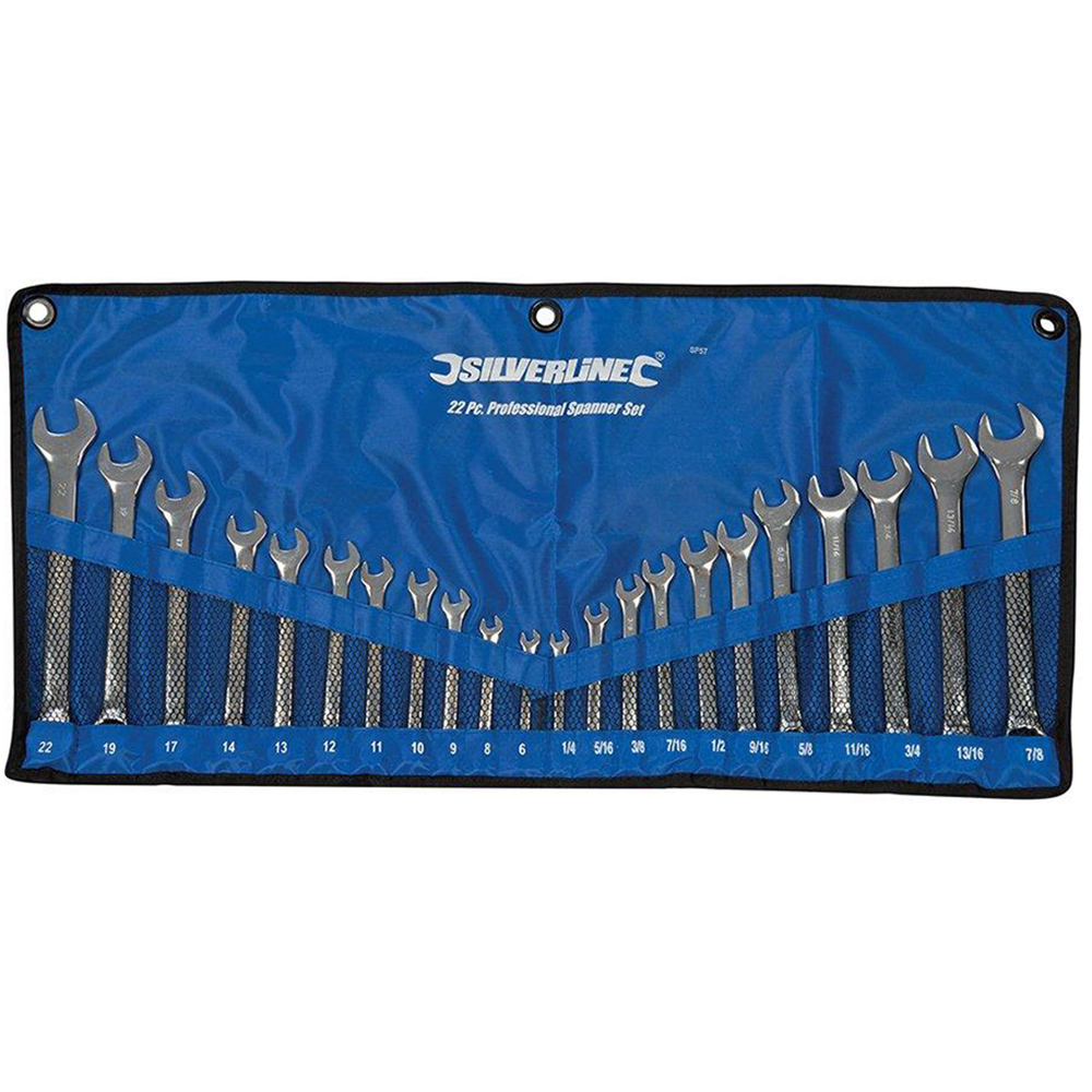 Silverline 22 Piece 6 to 22mm Combination Spanner Set with Soft Case Image 1