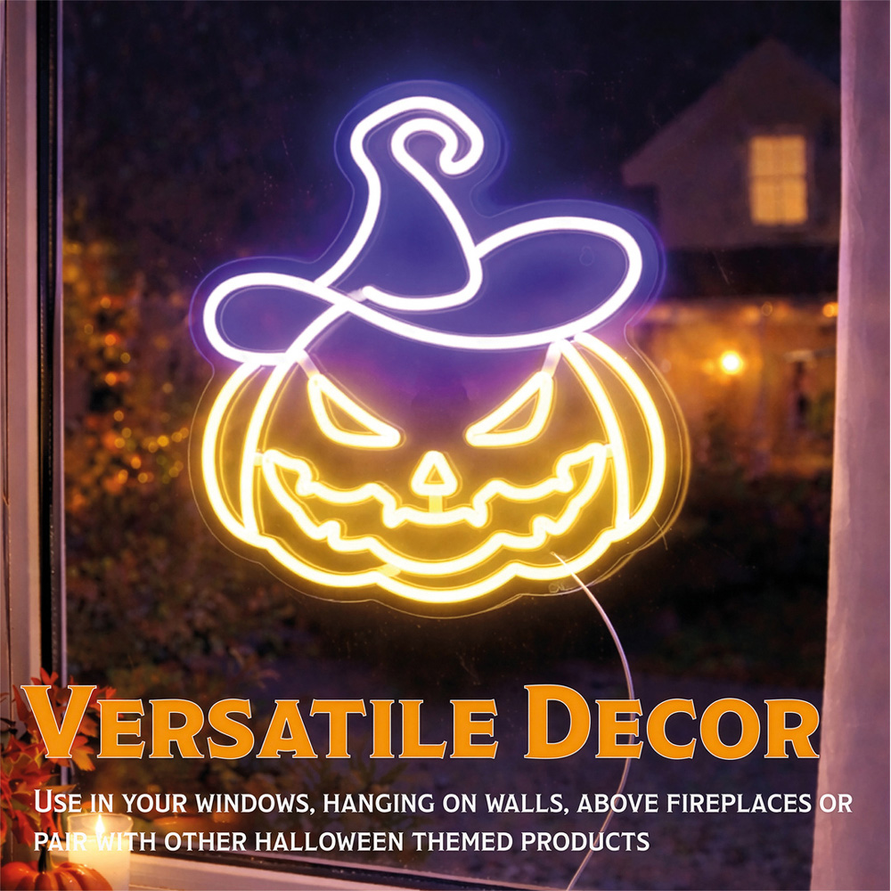 FXLab Pumpkin Silhouette Neon Light Indoor Halloween Decoration 33 x 35cm Image 7