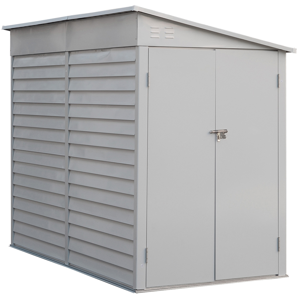 H&O Direct 8.9 x 4.7ft Grey Lean To Metal Pent Garden Shed Image 1