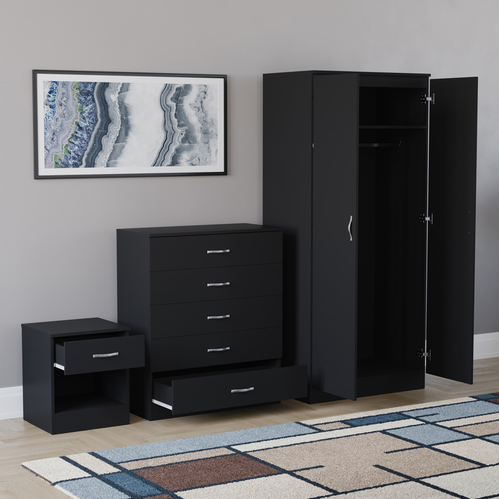 VIDA DESIGNS Riano Black 3 Piece Bedroom Furniture Set Image 4