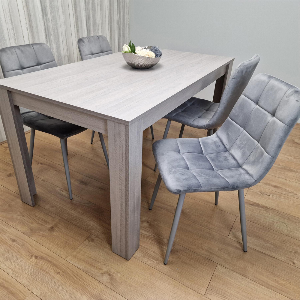 Portland 4 Seater Velvet Dining Set Grey Image 5