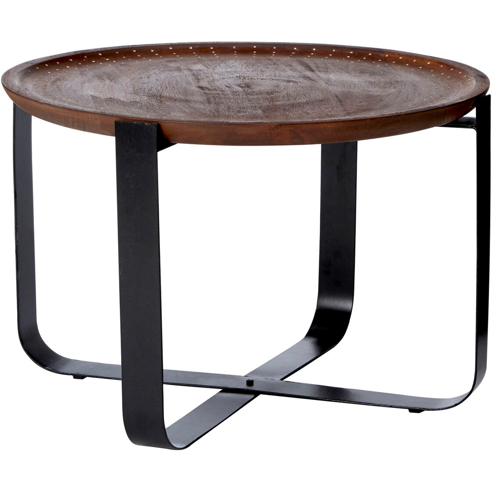 Premier Housewares Templar Mango Wood Round Side Table with Black Base Image 3