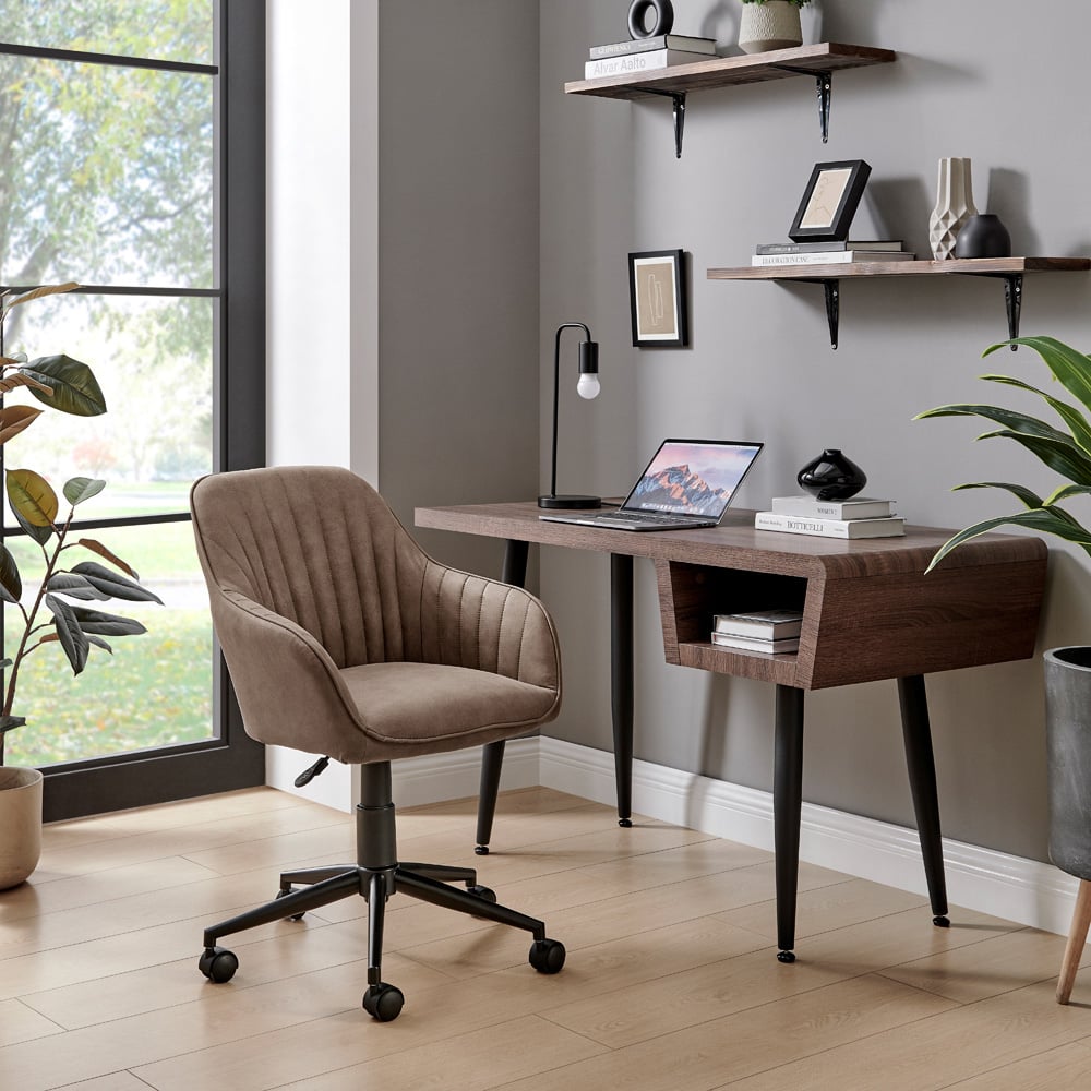 Furniturebox Brooker Brown Faux Leather Office Chair Image 6