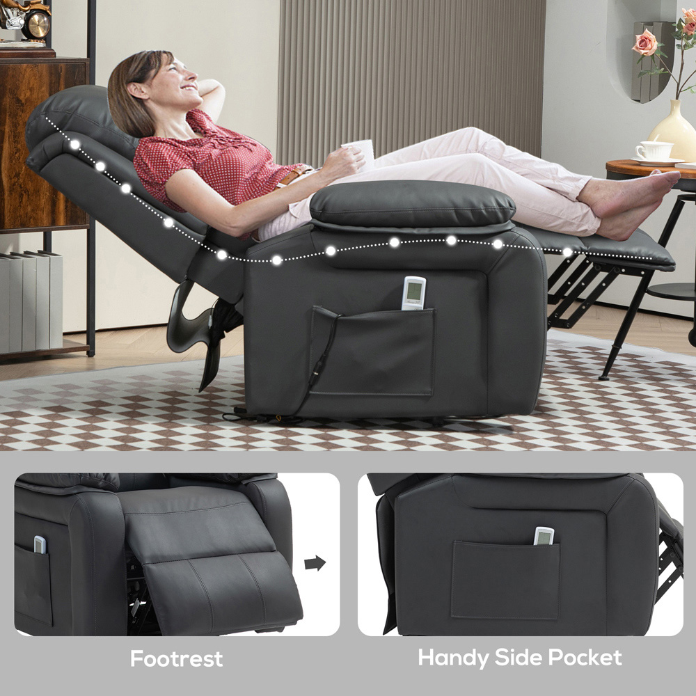 Portland Dark Grey Power Lift Recliner Massage Chair with Remote Image 6