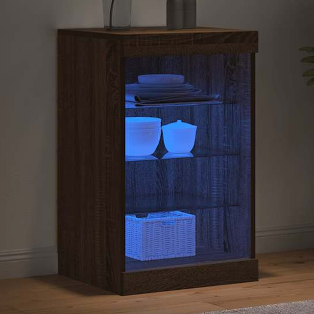 vidaXL 4 Shelf Brown Oak Sideboard with RGB LED Lights Image 1
