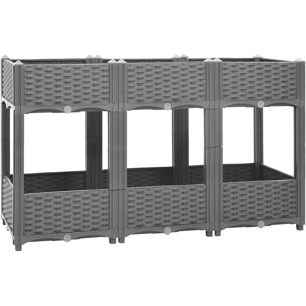 vidaXL 2-Tier Grey Plastic Garden Raised Bed 120 x 40 x 71cm Image 1
