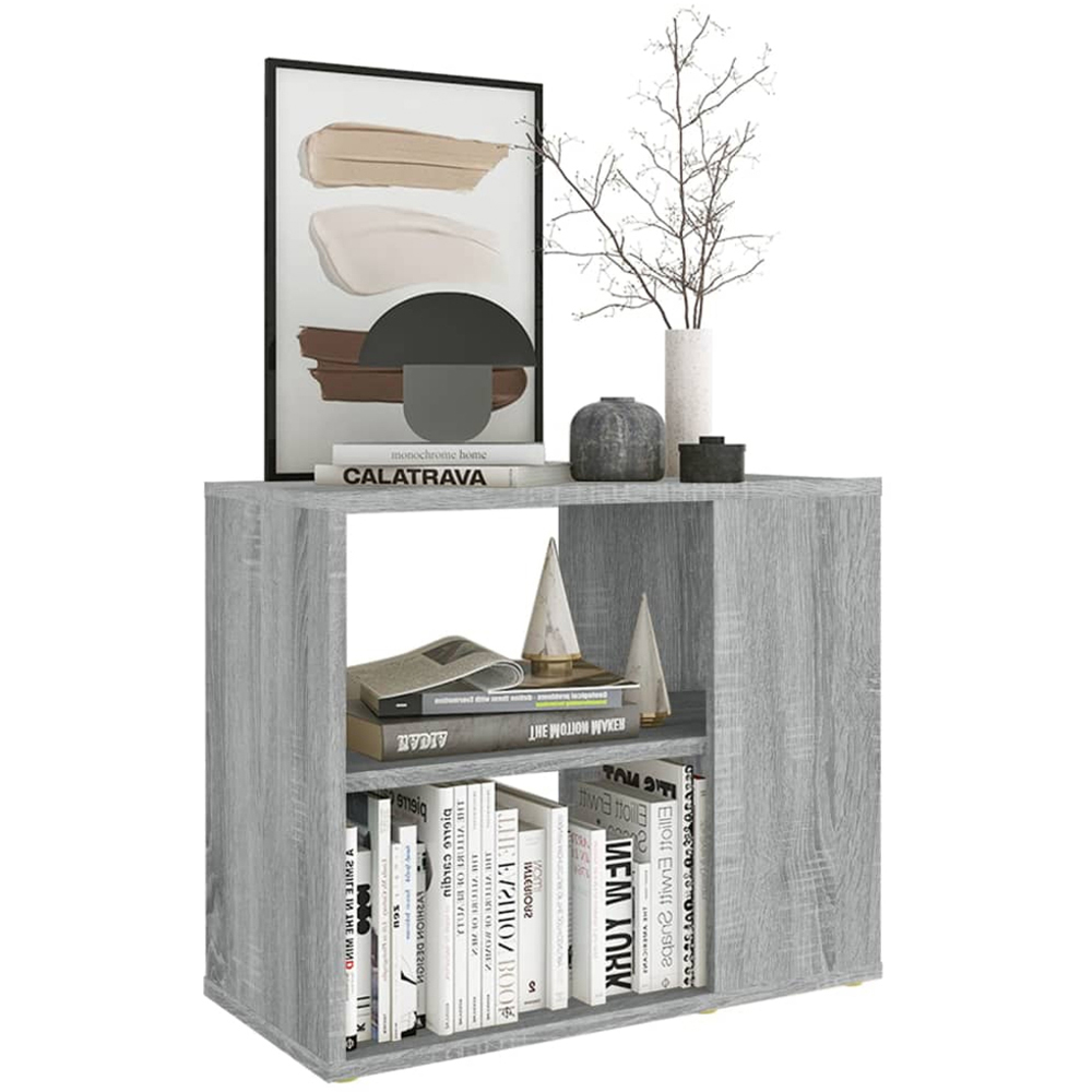 vidaXL 2 Shelf Grey Sonoma Oak Side Cabinet Image 5