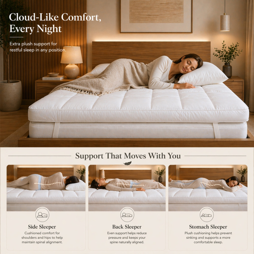 MHG Living Small Double Duck Feather Mattress Topper Image 5