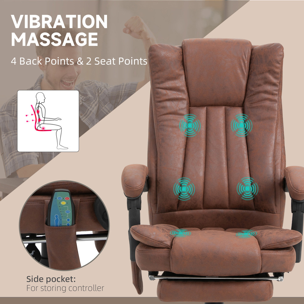 Portland Brown Vibration Massage and Heat High Back Office Chair Image 3