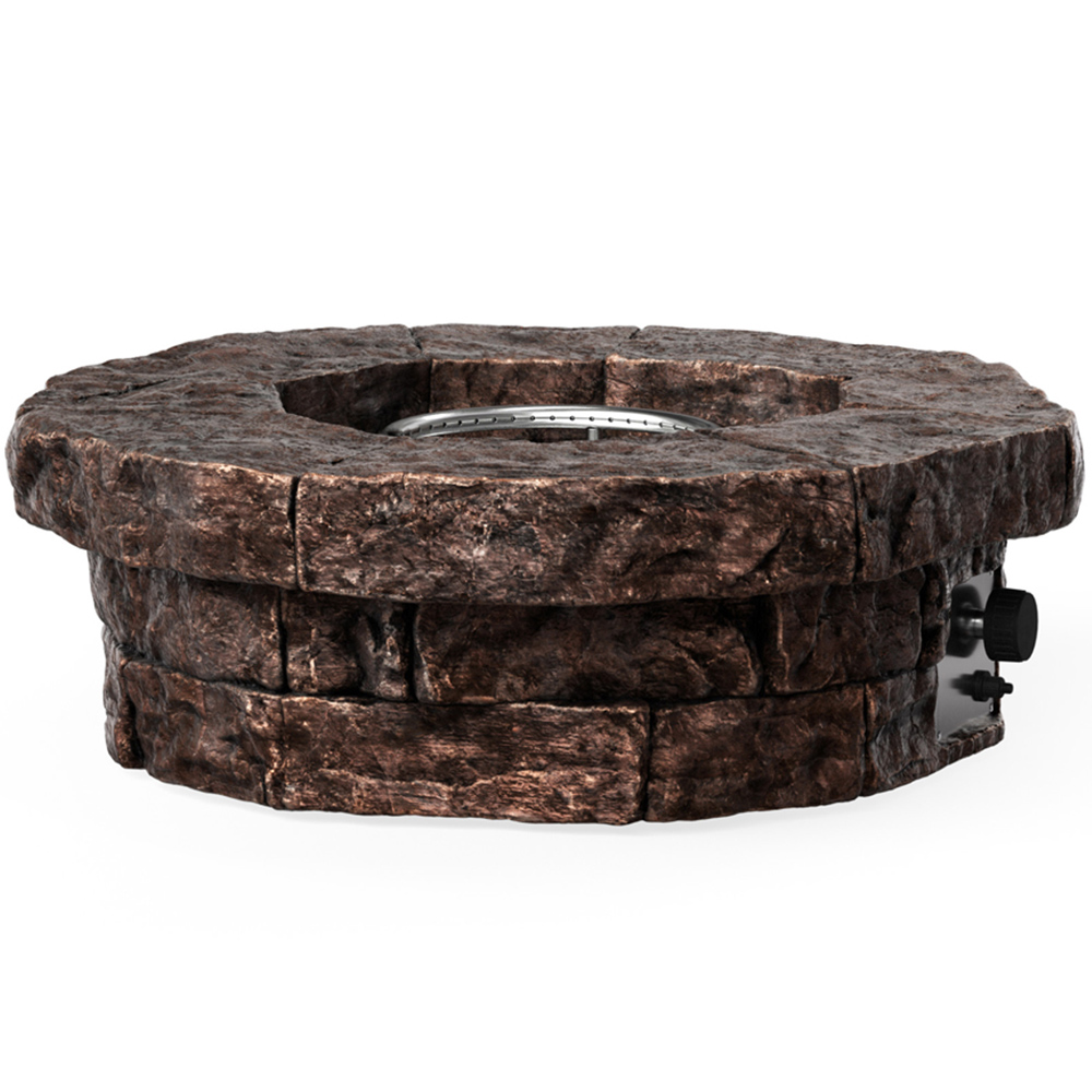 Teamson Home Round Stone Look Propane Gas Outdoor Fire Pit Image 3