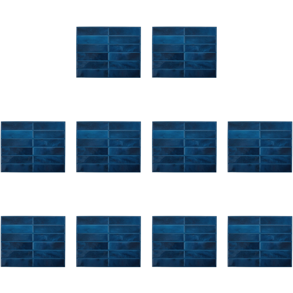 Living and Home Dark Blue Rectangle Self Adhesive Wall Sticker 10 Pack Image 2