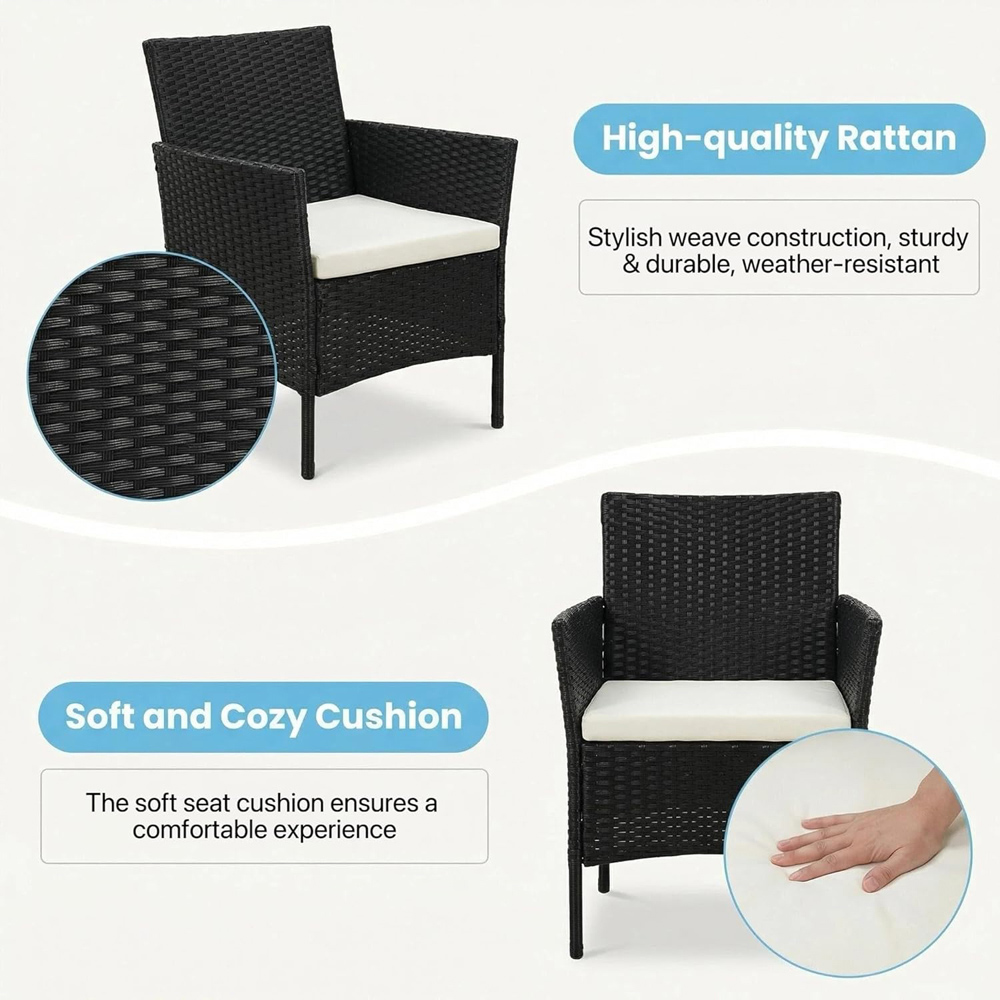 Alivio 2 Seater Black Rattan Patio Furniture Set Image 7