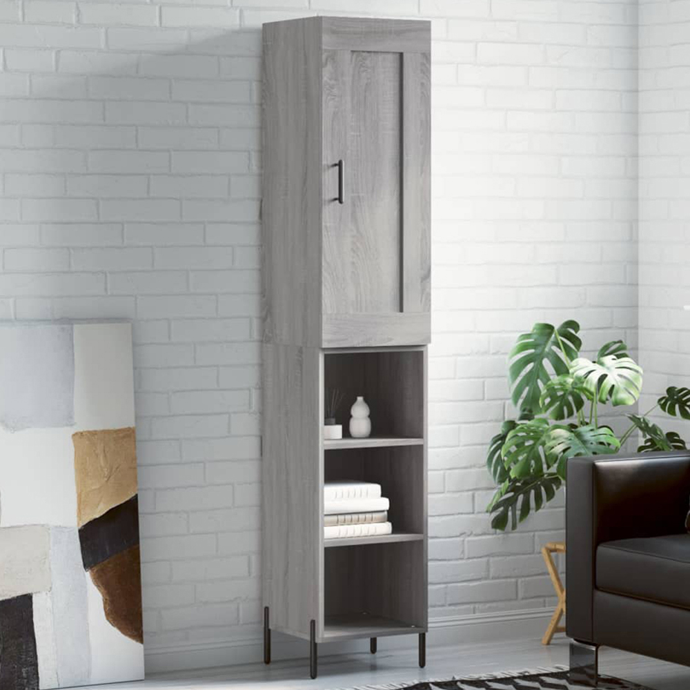 vidaXL Single Door 3 Shelf Grey Sonoma Highboard Image 1