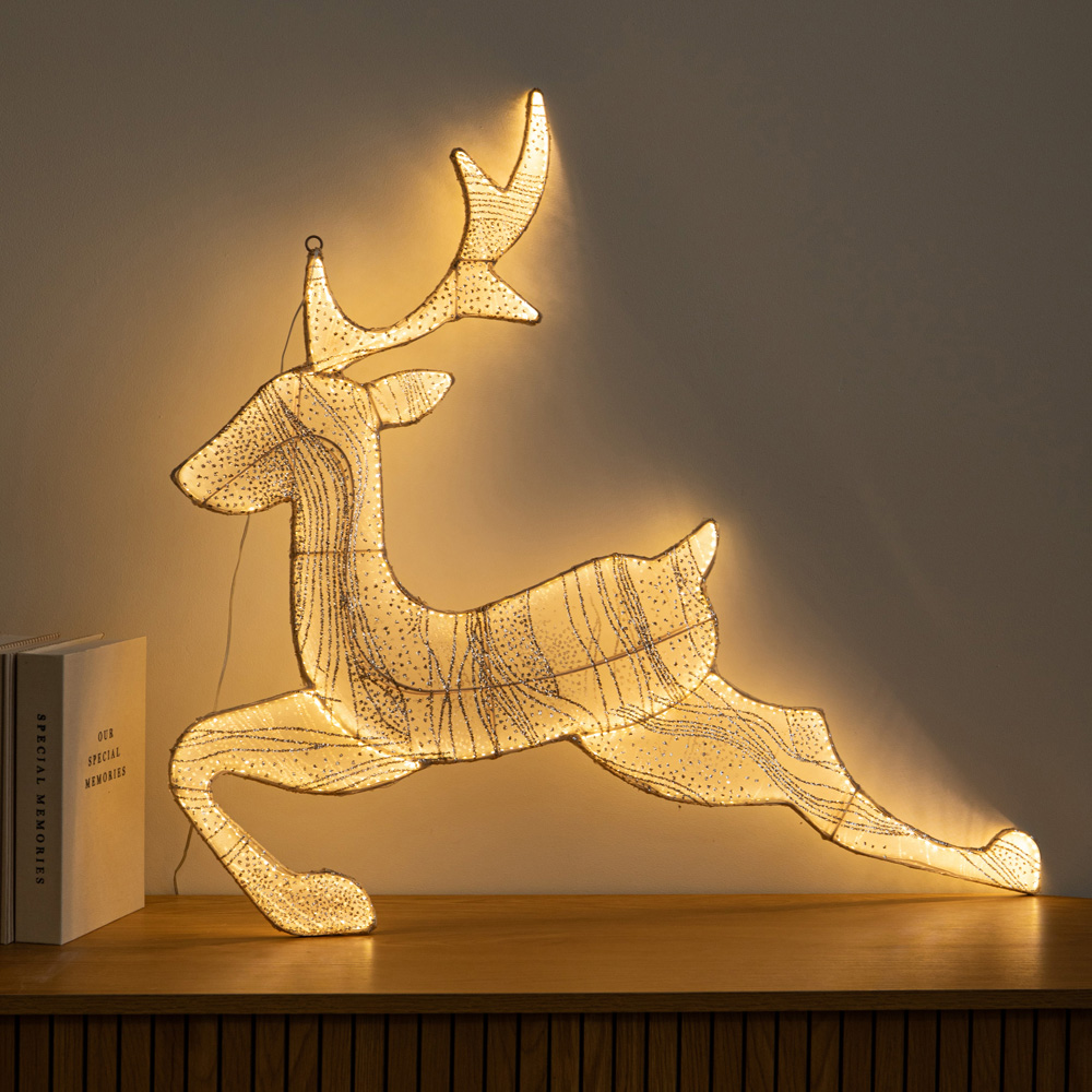Samuel Alexander Aura 540 Warm White LED Light-Up Gold Leaping Christmas Reindeer 71cm Image 1