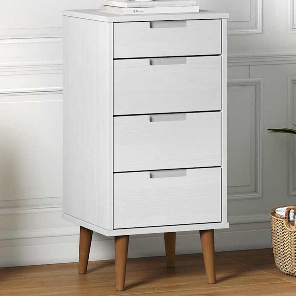 vidaXL 4 Drawer White Solid Pine Wood Drawer Cabinet Image 1