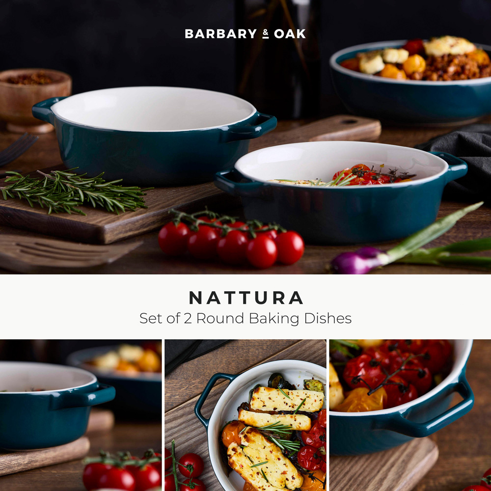 Barbary & Oak Nattura 21.5cm Set of 2 Agave Stoneware Round Baking Dish Image 2