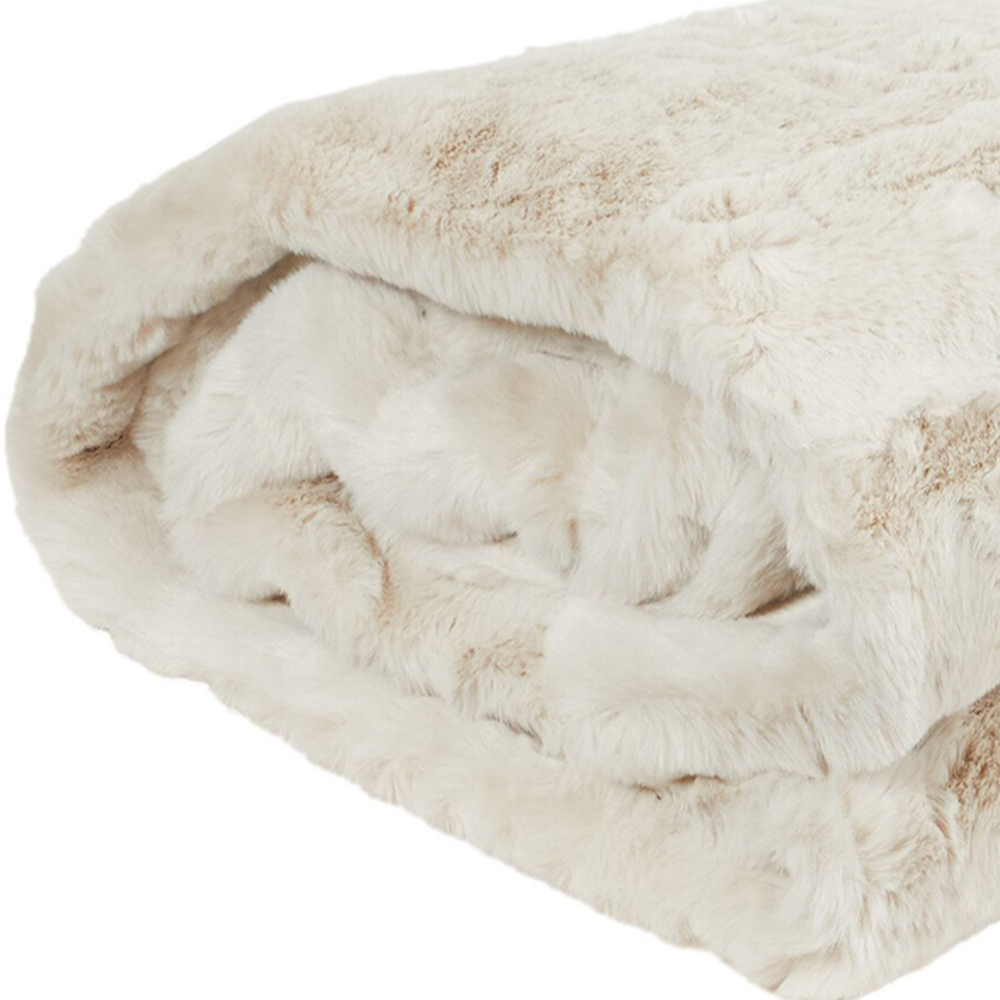 Rabbit Faux Fur Throw - Champagne / Extra Large Image 5
