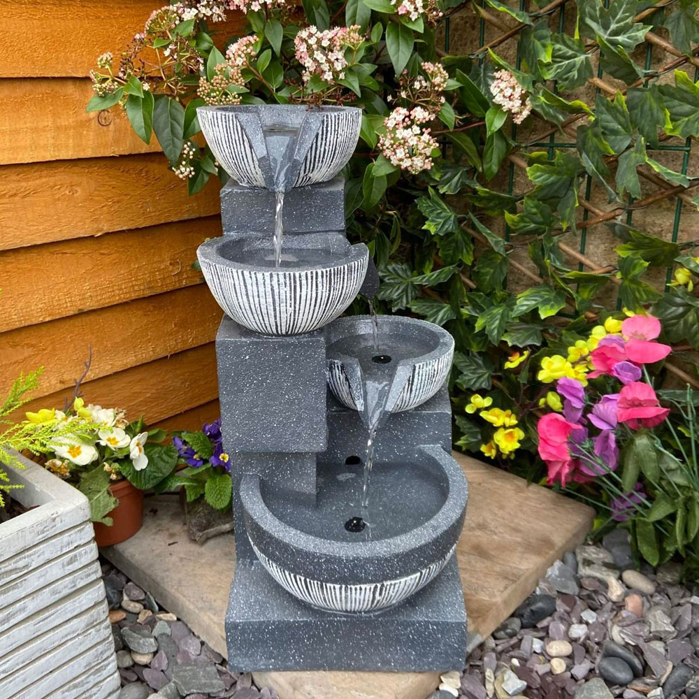 Tranquillity Eclipse 4 Bowl Solar Powered LED Water Feature Image 2