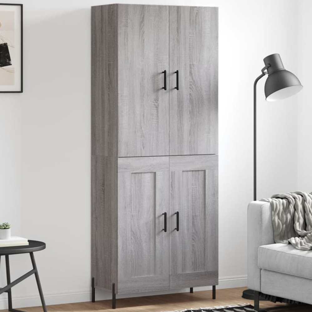 vidaXL 4 Door Grey Sonoma Highboard Image 1