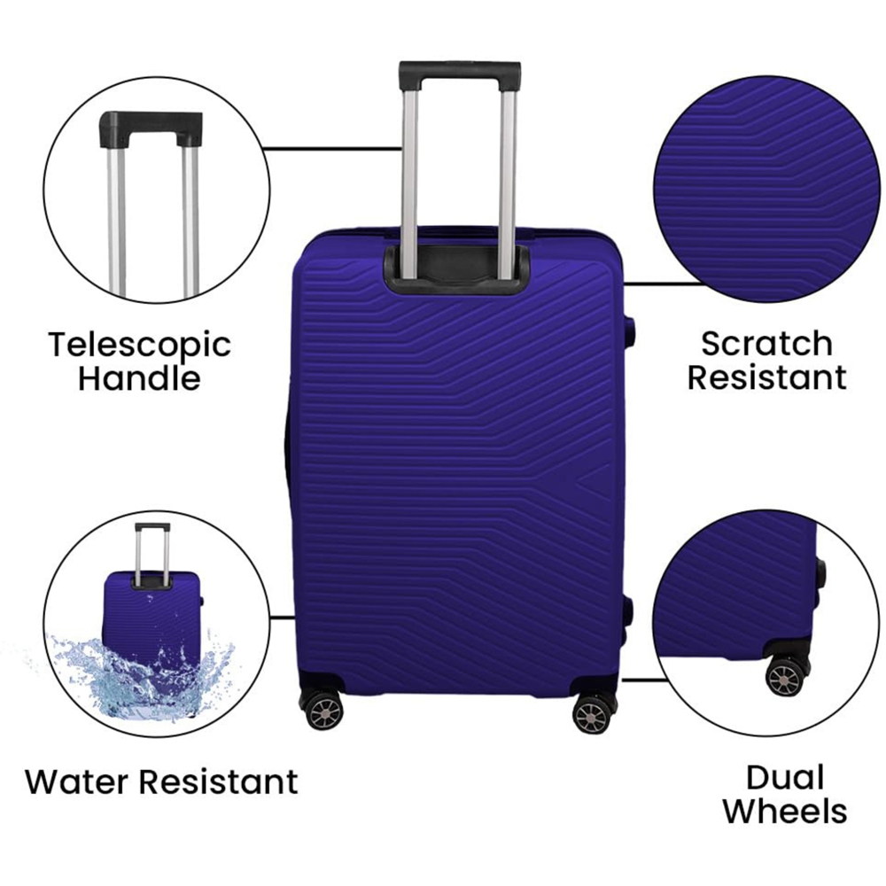 Alivio Set of 3 Navy Blue Lightweight Hard Shell ABS Suitcase Set Image 4