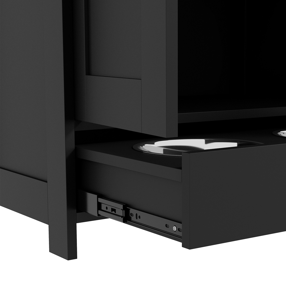 PawHut Black Pet Feeding Station with Storage Image 4