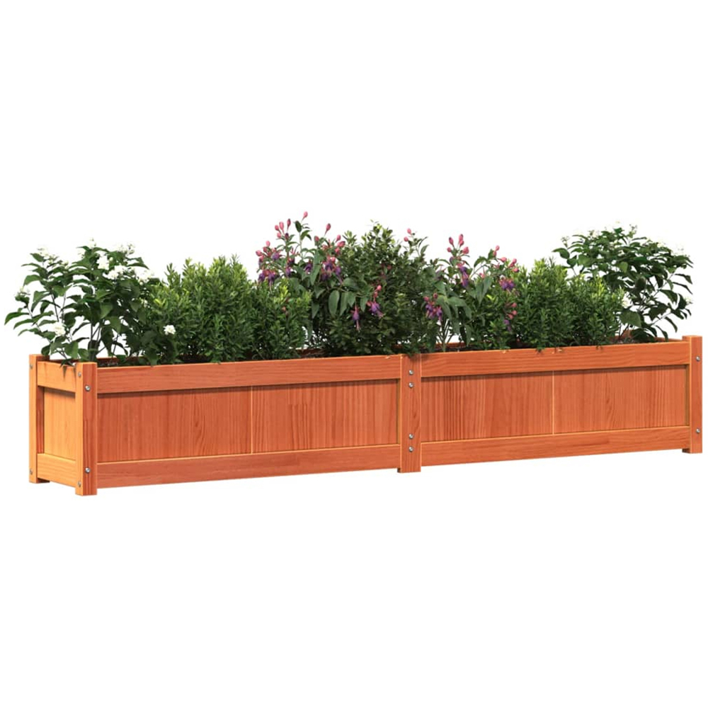 vidaXL Brown Pine Wood Garden Planter 31 x 180 x 31cm 2 Pack Image 3