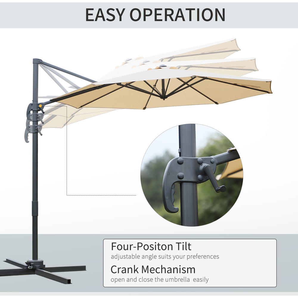 Outsunny Beige Cantilever Roma Parasol 3m Image 4