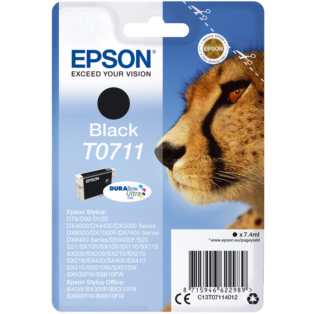 Epson Cheetah T0711 DURABrite Ultra Black Ink Cartridge Image