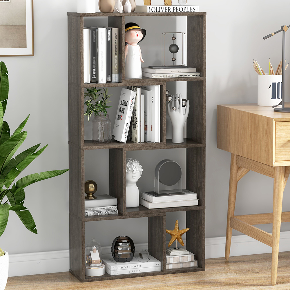 Costway 8 Cube Grey Geometric Bookshelf Image 1