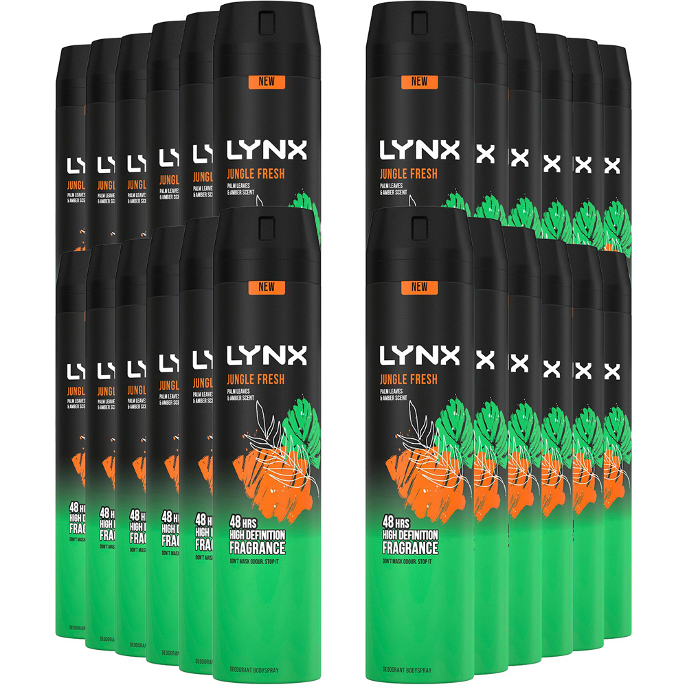Lynx Body Spray Jungle Fresh 48H High Definition Fragrance Deodorant Spray 250ml 24 Pack Image 1