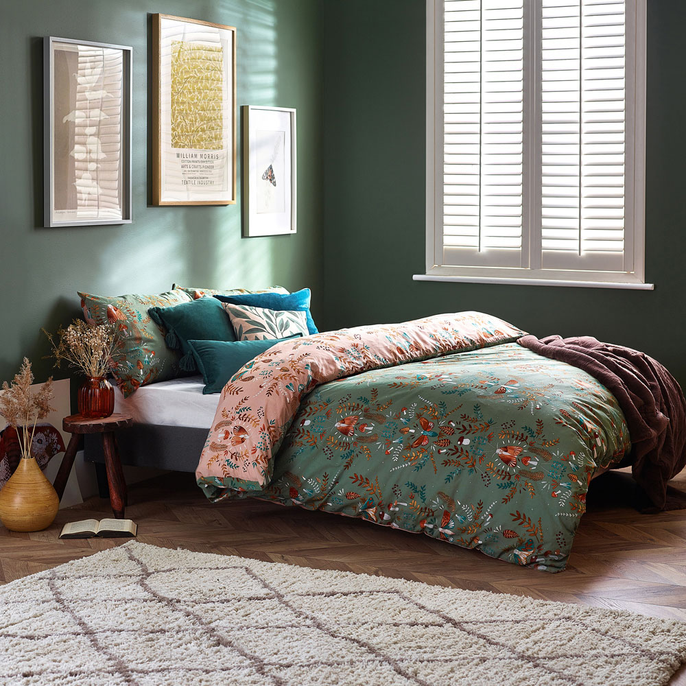 furn. Lunawood Double Fern Green Duvet Set Image 4