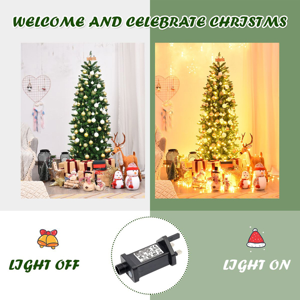 Costway Pre Lit Warm White LED Artificial Pencil Christmas Tree 6ft Image 7
