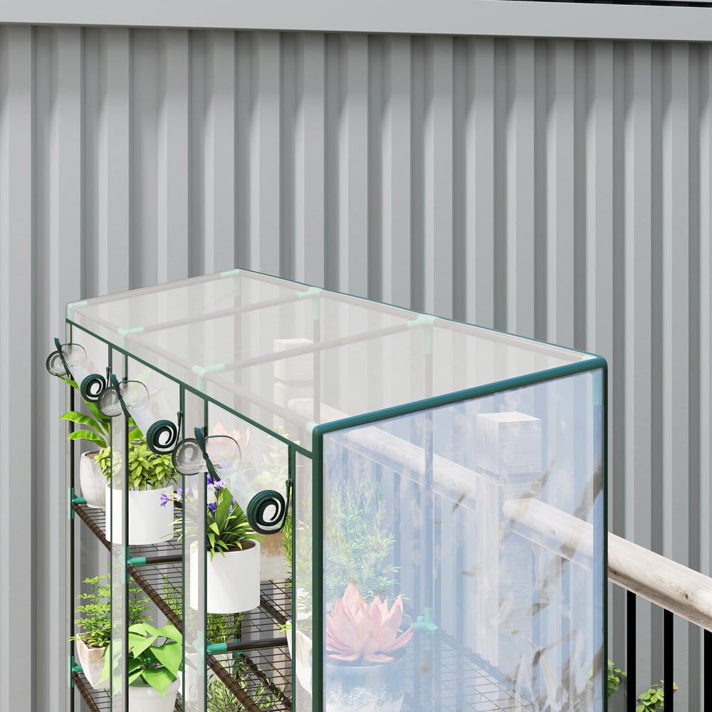 Outsunny Clear 3 Shelf Plastic Cover 7 x 1.5ft Lean To Mini Greenhouse Image 3