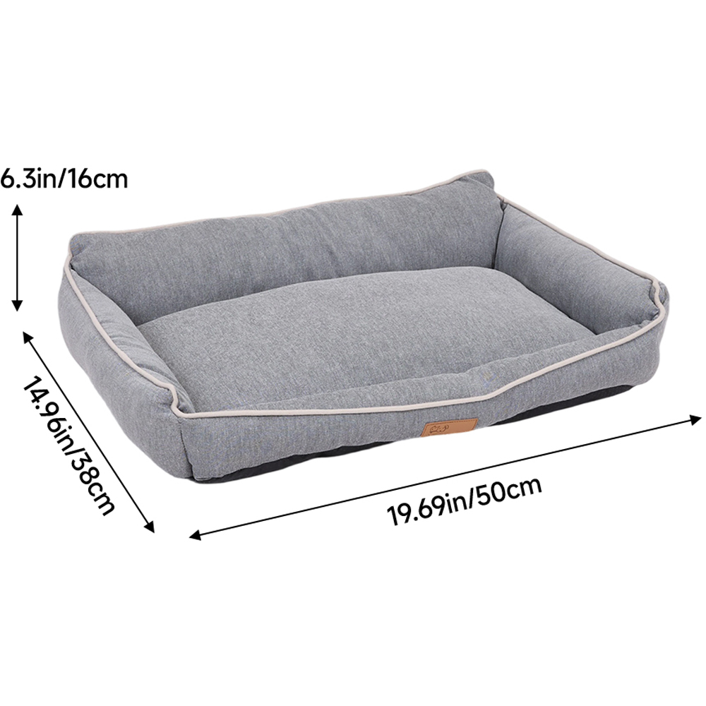 H&O Direct 50 x 38cm Grey Rectangular Warm Dog Bed with Anti-Slip Bottom Image 6