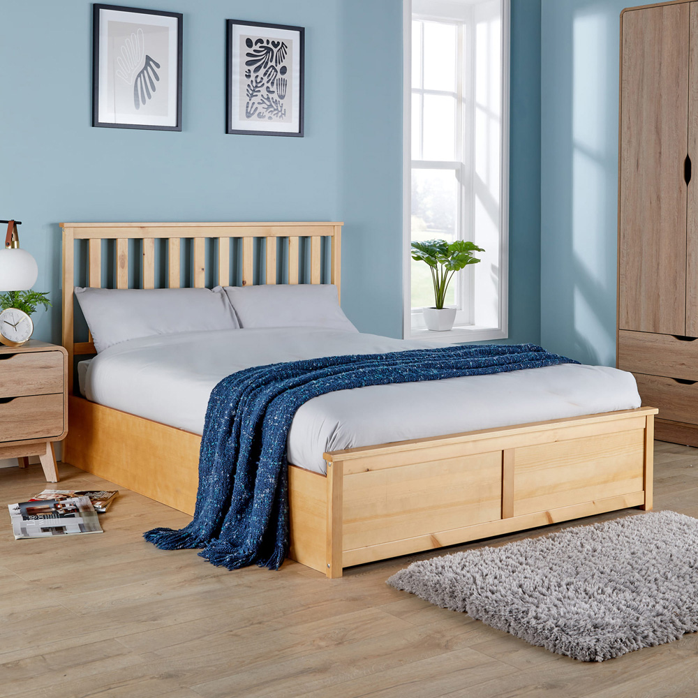 Home Source Double Oak Effect End Lift Ottoman Storage Bed Frame Image 8