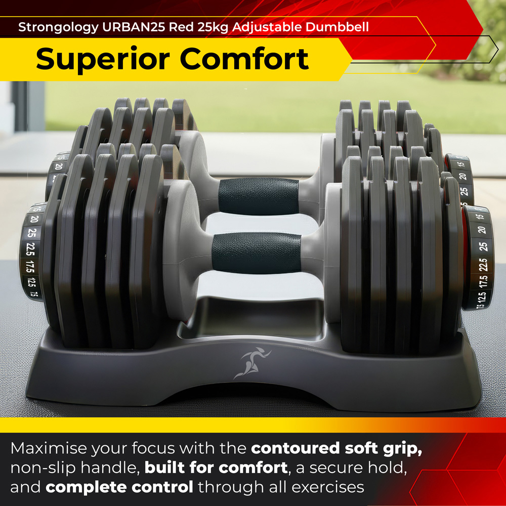 Strongology Urban25 Black and Grey Adjustable Smart Dumbbell 2.5 to 25kg 2 Pack Image 4