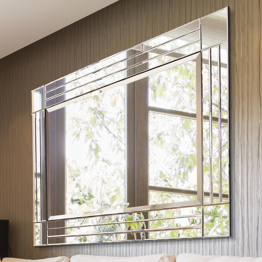 Milton Square Corner Bevelled All Glass Dress Mirror 144 x 115.5cm Image 2