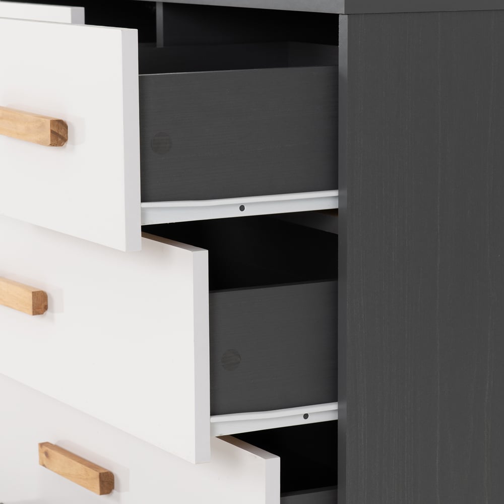 Seconique Cleveland 5 Drawer White and Grey Metal Effect Chest of Drawers Image 7