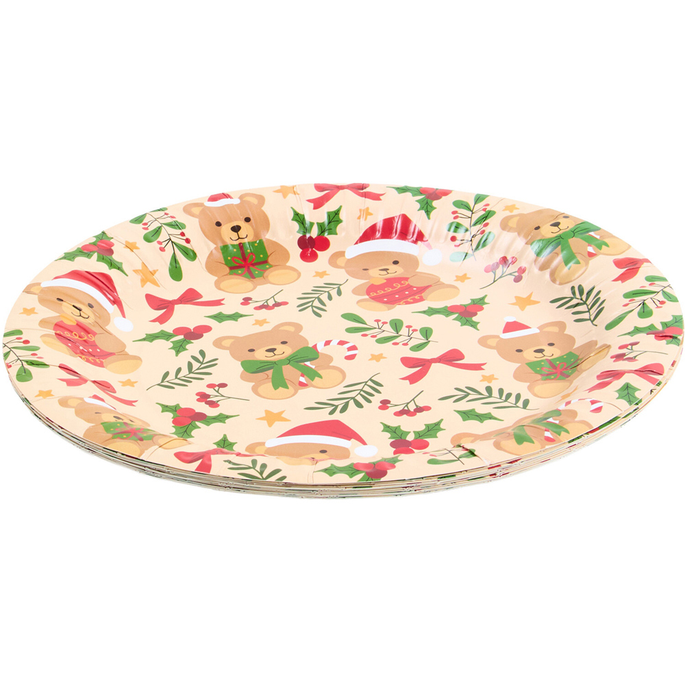 Pack of 10 Christmas Teddy Paper Plates Image 2