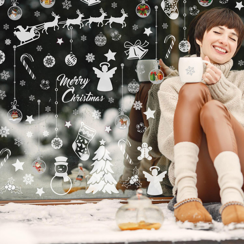 Walplus White Winterland with Baubles Double-Sided Christmas Window Stickers 117 Piece Image 2