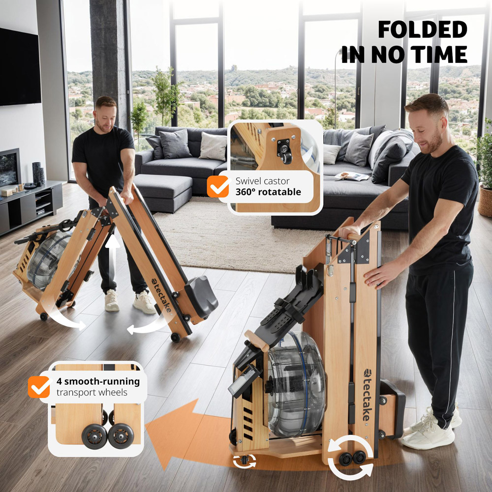 tectake Titan Foldable Ergonomic Wooden Rowing Machine Image 8