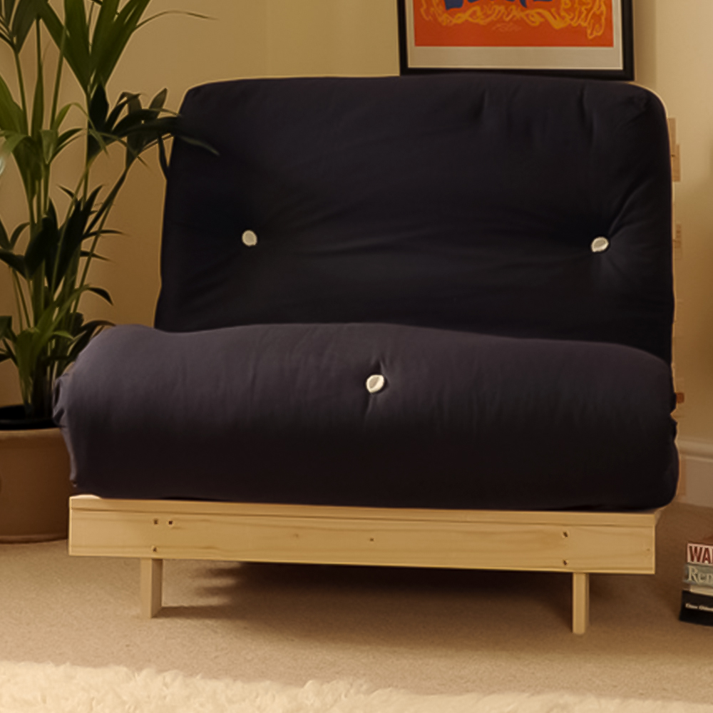 Brooklyn Luxury Small Single Sleeper Navy Futon Base and Mattress