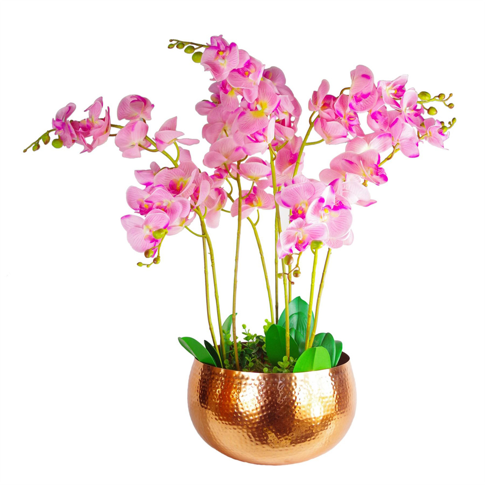 Leaf Copper Hammered Straight Edge Metal Bowl Planter 32 x 20cm Image 2