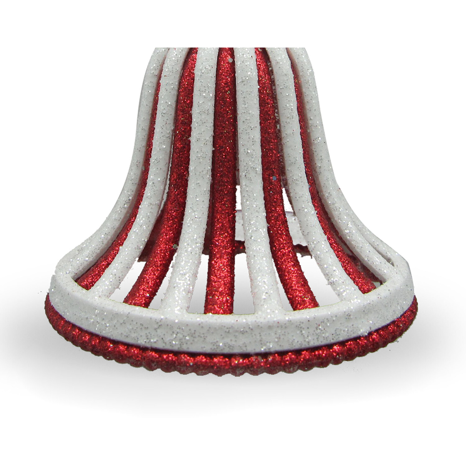 Two Tone Glitter Bell Hanging Decoration Red and White Image 3