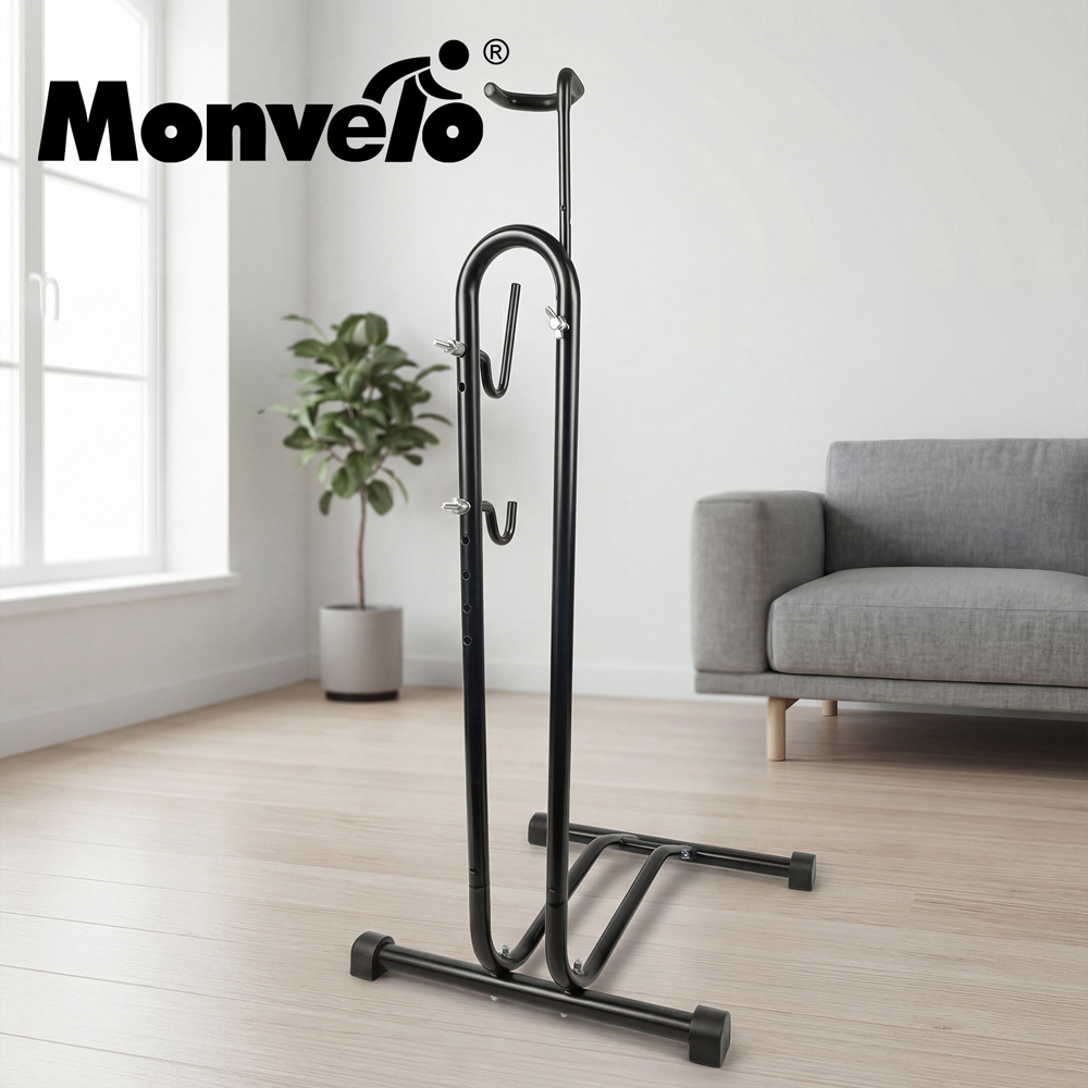 Monvelo Black Carbon Steel Height Adjustable Outdoor Floor Bike Rack Image 8