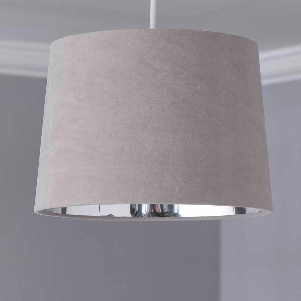 Wilko Grey Silver Velvet  Light Shade Image 3