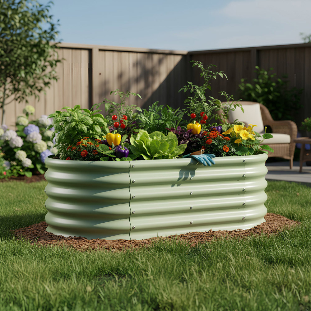 Harbour Housewares Green Rounded Galvanised Steel Raised Garden Bed 120 x 60 x 45cm Image 2