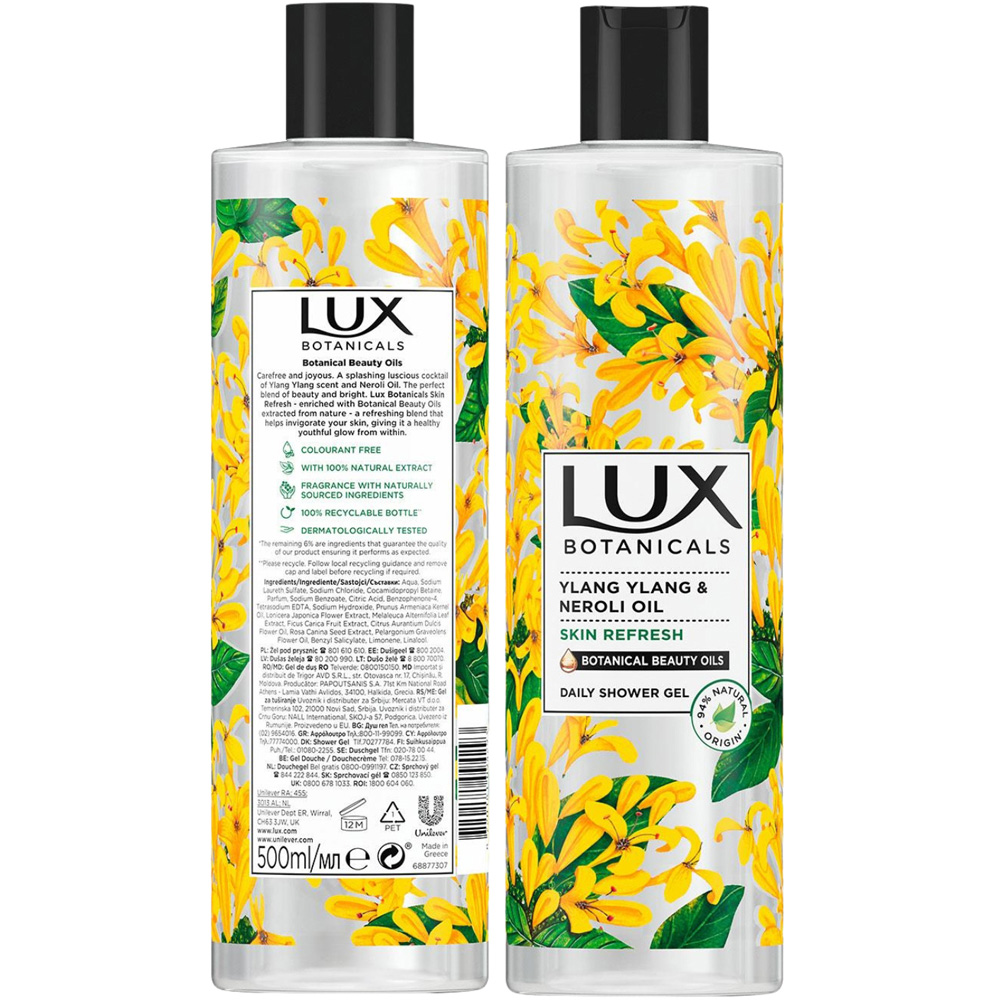 Lux Botanicals Beauty Oils Ylang Ylang and Neroli Oil Daily Shower Gel 500ml 6 Pack Image 3
